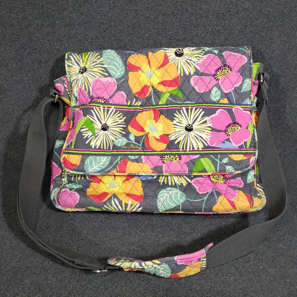 Vera Bradley Shoulder Bag Women Jazzy Blooms Floral Quilted Messenger Crossbody